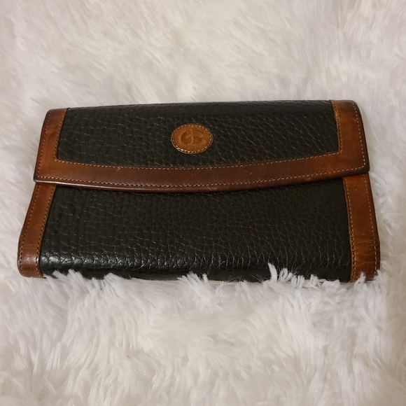 Vintage Dooney & Bourke Brown Black Leather Wallet